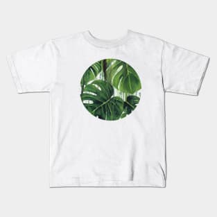 Abstract Monstera Leaves Painting 3 Kids T-Shirt